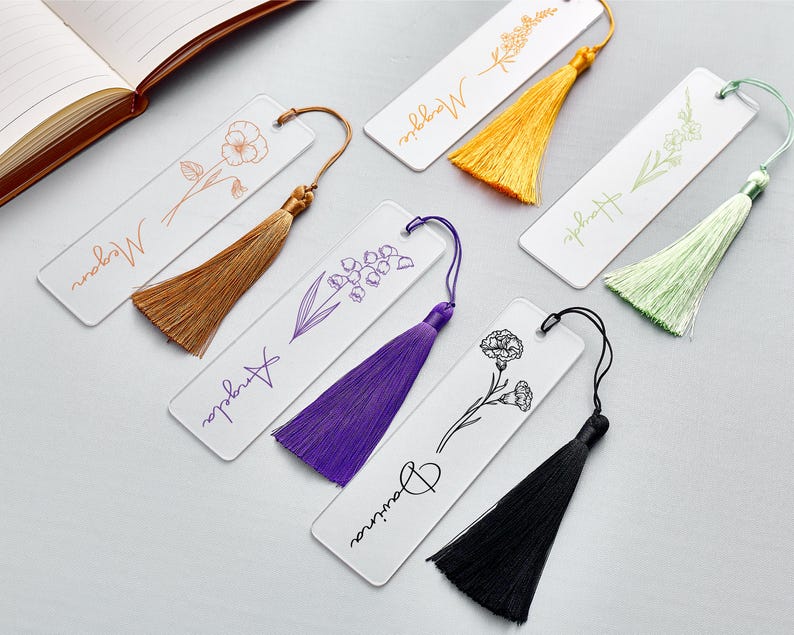Custom Acrylic Bookmark with Tassel,Reader Bookmark, Birth Flower Bookmark,Mom Gift, Teacher Gift-Bookmark,Book Lover Gift