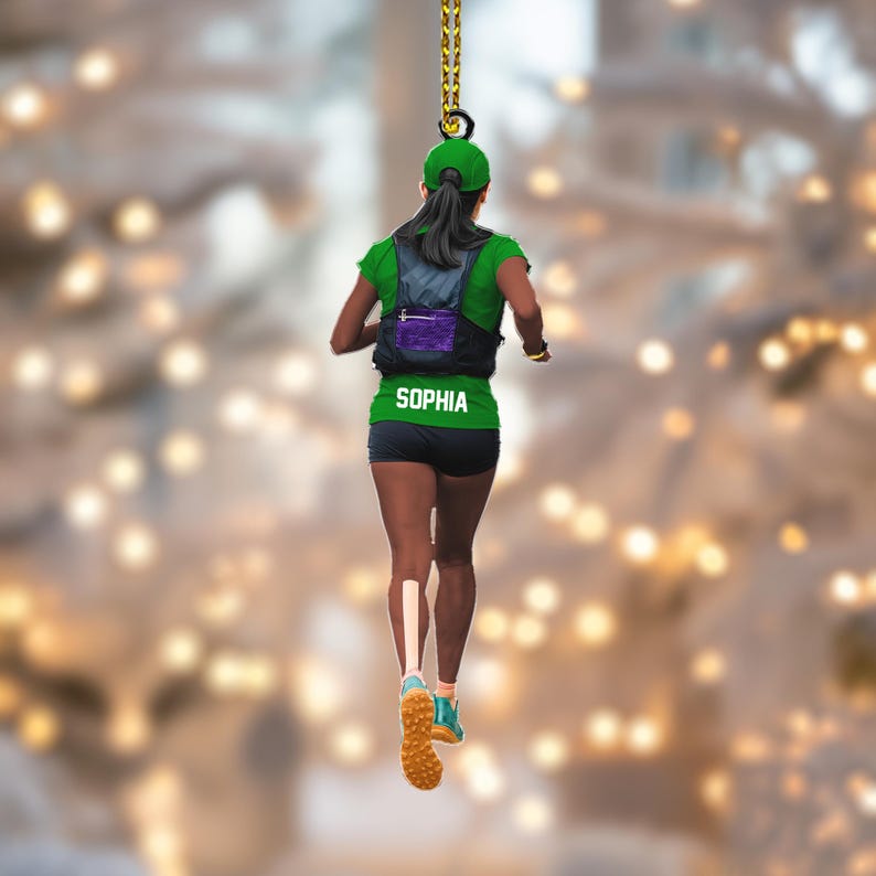 Custom Female Runner Ornament, Personalized Marathon Christmas Ornament, Running Ornament, Gift For Runner, Marathon Christmas Ornament