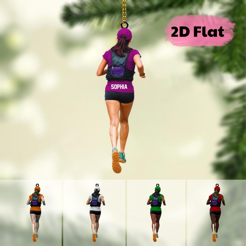 Custom Female Runner Ornament, Personalized Marathon Christmas Ornament, Running Ornament, Gift For Runner, Marathon Christmas Ornament