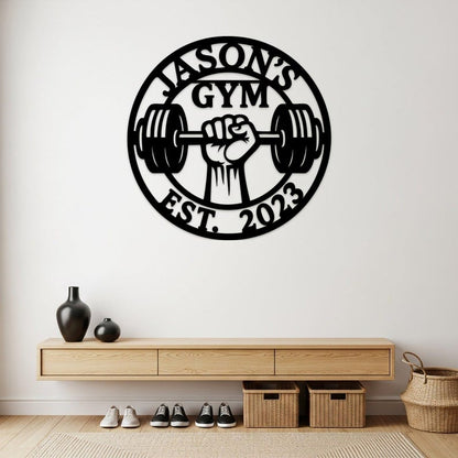 Custom Gym Metal Sign, Personalized Weightlifting Wall Art, Barbell Workout Room Decor, Fitness Name Sign, Gift for Gym Lovers