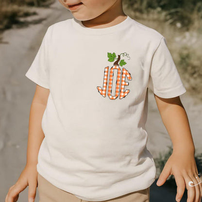 Toddler Monogram Pumpkin Shirt, Personalized Initials Toddler Shirt, Kids Fall Shirt, Thanksgiving Kids Name Tee, Cute Fall Monogram Shirt
