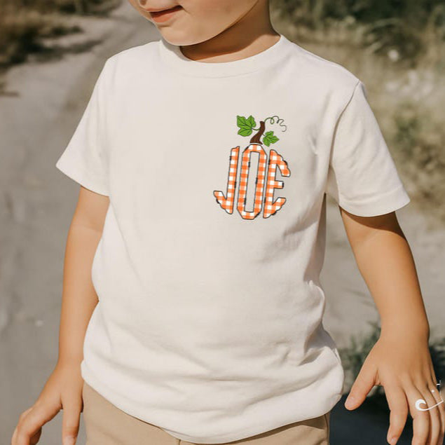 Toddler Monogram Pumpkin Shirt, Personalized Initials Toddler Shirt, Kids Fall Shirt, Thanksgiving Kids Name Tee, Cute Fall Monogram Shirt
