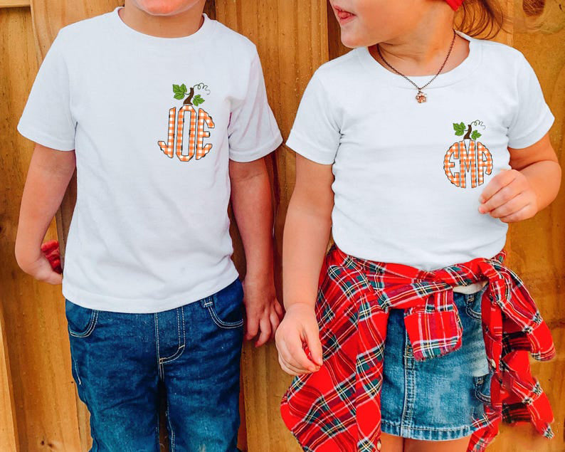 Toddler Monogram Pumpkin Shirt, Personalized Initials Toddler Shirt, Kids Fall Shirt, Thanksgiving Kids Name Tee, Cute Fall Monogram Shirt
