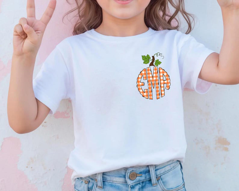 Toddler Monogram Pumpkin Shirt, Personalized Initials Toddler Shirt, Kids Fall Shirt, Thanksgiving Kids Name Tee, Cute Fall Monogram Shirt