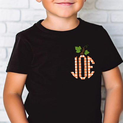 Toddler Monogram Pumpkin Shirt, Personalized Initials Toddler Shirt, Kids Fall Shirt, Thanksgiving Kids Name Tee, Cute Fall Monogram Shirt