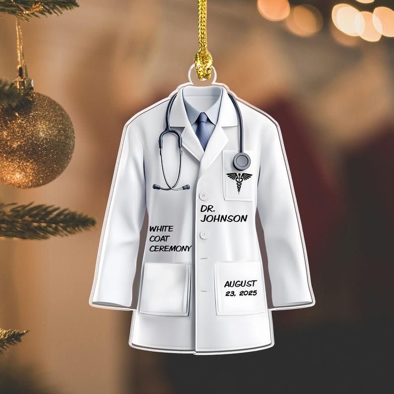 White Coat Ceremony Ornament, Personalized Doctor White Medical Coat Christmas Ornament, Medical School Gift, Doctor Lab Coat,Gift for Nurse