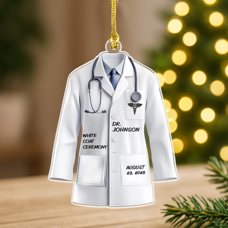 White Coat Ceremony Ornament, Personalized Doctor White Medical Coat Christmas Ornament, Medical School Gift, Doctor Lab Coat,Gift for Nurse