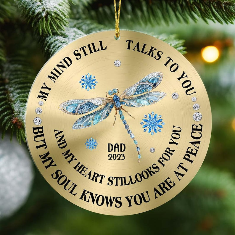 Personalized My Mind Still Talks To You Memorial Christmas Ornament, Custom Memorial Cardinal Ornament, Funeral Remembrance Christmas Decor