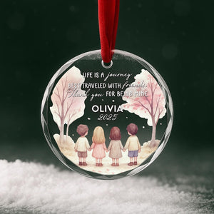 Personalized Best Friends Ornament 2026 - Custom Name Glass Keepsake - Friendship Quote Holiday Gift for Friends