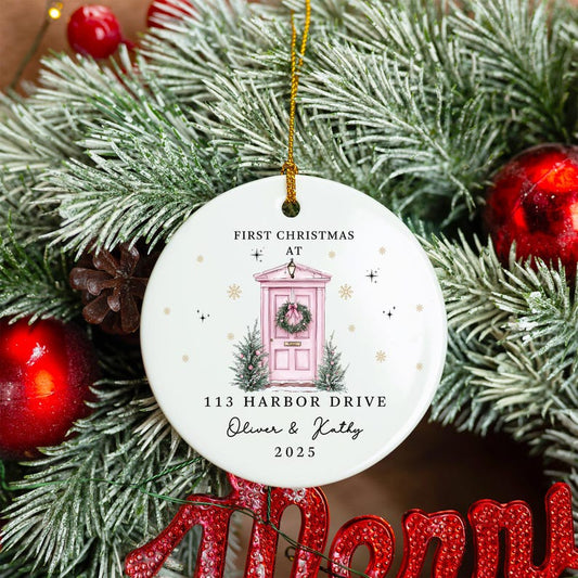 Personalized First Christmas New Home Ornament: Ceramic Keepsake Bauble