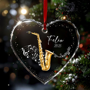 Personalized Saxophone Ornament, Christmas Tree Ornament, Music Lover Gift, Custom Musician Ornament, Christmas Gift for Saxophone Lover