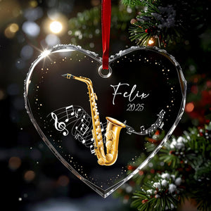Personalized Saxophone Ornament, Christmas Tree Ornament, Music Lover Gift, Custom Musician Ornament, Christmas Gift for Saxophone Lover