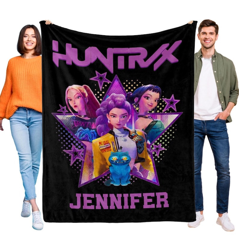 Huntrix Kpop Demon Hunters Blanket, Kpop Demon Hunters Blanket, Kpop Fun Gifts, Cozy K-Pop Demon Hunters Huntrix Blanket,Anime Inspired Gift