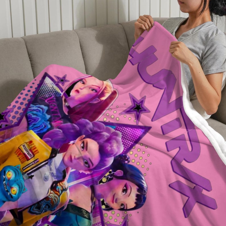 Huntrix Kpop Demon Hunters Blanket, Kpop Demon Hunters Blanket, Kpop Fun Gifts, Cozy K-Pop Demon Hunters Huntrix Blanket,Anime Inspired Gift