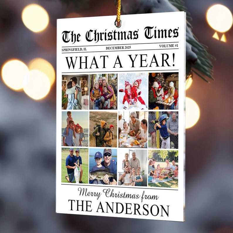Custom Photo The Christmas Times What A Year For Family And Friends Ornament, Xmas Gift, The Christmas Times What A Year Newspaper Ornament