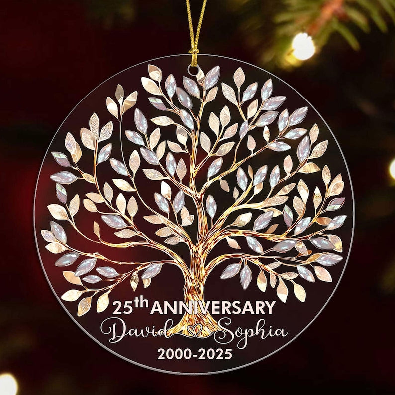Custom 25th Silver Wedding Anniversary Glass Ornament, 25th Wedding Anniversary Ornament, Wedding Anniversary Keepsake, 25th Wedding Gift