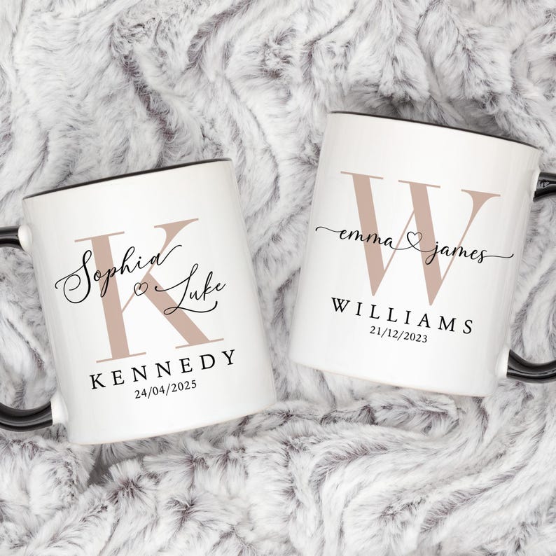 Personalized Couple Name Mug, Custom Engagement Gift, Anniversary Mr and Mrs Mugs, Gifts For Couple, Newlyweds Mug, Bridal Party Mug