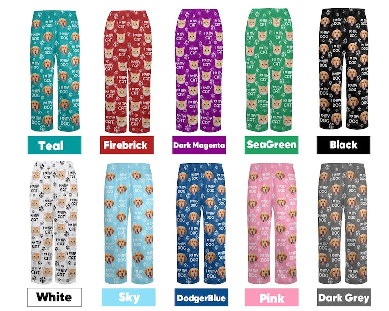 Custom Pet Photo Pajama Pants: Personalized Dog/Cat Portrait Sleepwear