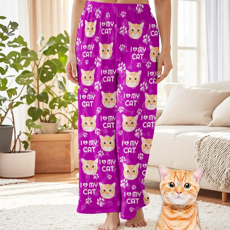 Custom Pet Photo Pajama Pants: Personalized Dog/Cat Portrait Sleepwear