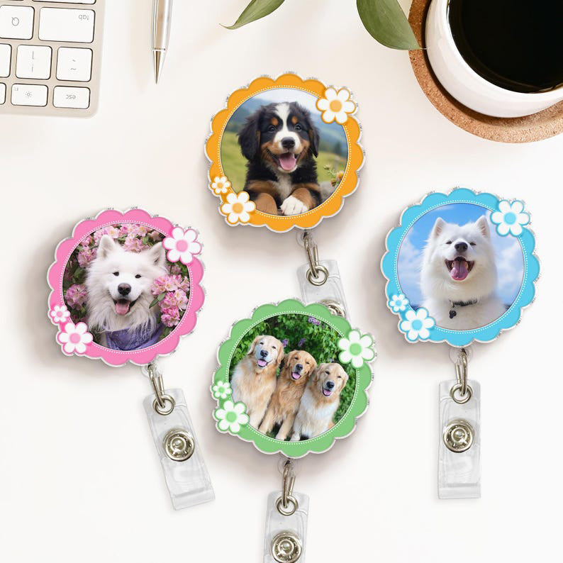 Custom Dog Badge Reel, Pet Badge Reel, Custom Dog Face Cat Face, Pet Cat Dog Photo, Doctor ID NP Badge, Nurse Badge Reel