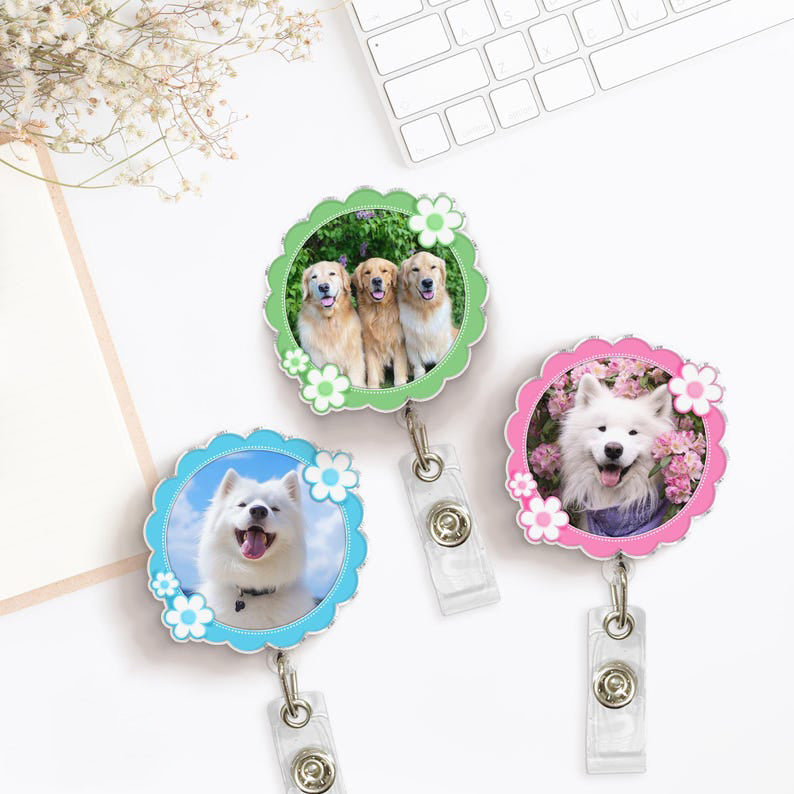 Custom Dog Badge Reel, Pet Badge Reel, Custom Dog Face Cat Face, Pet Cat Dog Photo, Doctor ID NP Badge, Nurse Badge Reel