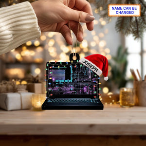 Custom Name Computer Programmer Laptop Code Personalized Ornament, Christmas Tree Hanging Decor, Christmas Ornament, Flat 2D Ornament