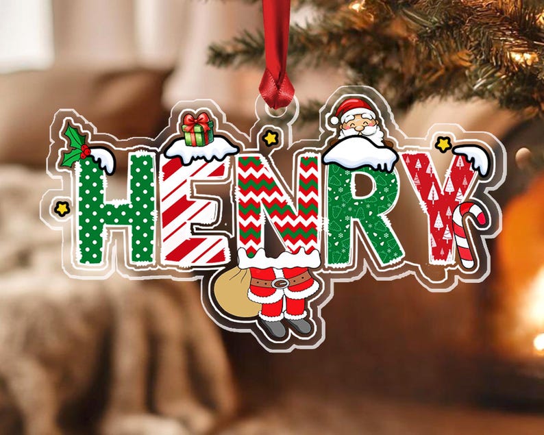 Personalized Kids Name Christmas Ornaments, New Baby Ornament, Custom Name Ornament, Baby Christmas Gift, Family Tree Ornament