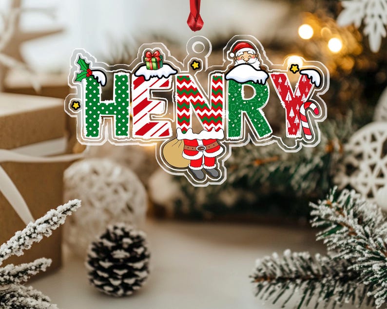 Personalized Kids Name Christmas Ornaments, New Baby Ornament, Custom Name Ornament, Baby Christmas Gift, Family Tree Ornament