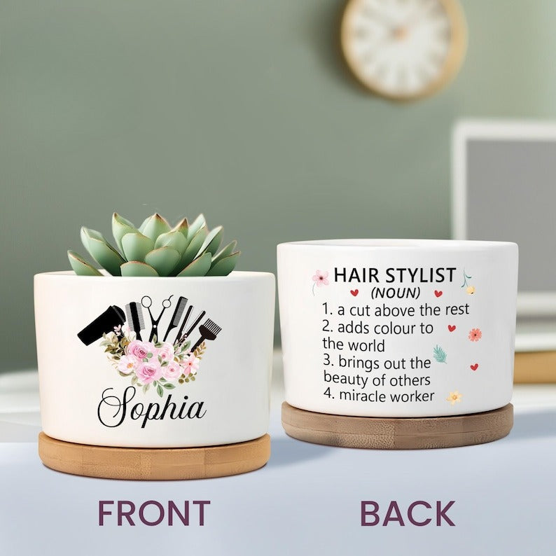 Hair Stylist Gift,Personalized Hair Stylist Custom Plant Pot,Gift for Hairdresser,Hair Stylist Appreciation Gift, Gift for Salon,Hairstylist