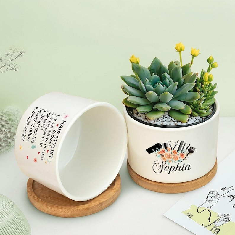 hair in plant pots Hair Stylist Gift,Personalized Hair Stylist Custom Plant Pot,Gift for Hairdresser,Hair Stylist Appreciation Gift, Gift for Salon,Hairstylist