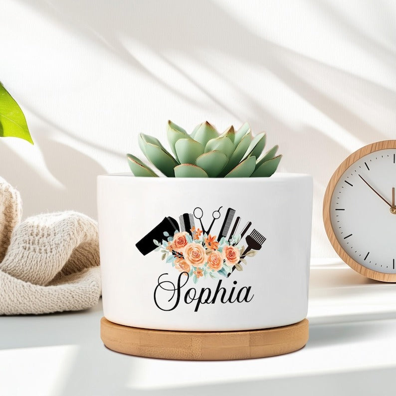Hair Stylist Gift,Personalized Hair Stylist Custom Plant Pot,Gift for Hairdresser,Hair Stylist Appreciation Gift, Gift for Salon,Hairstylist