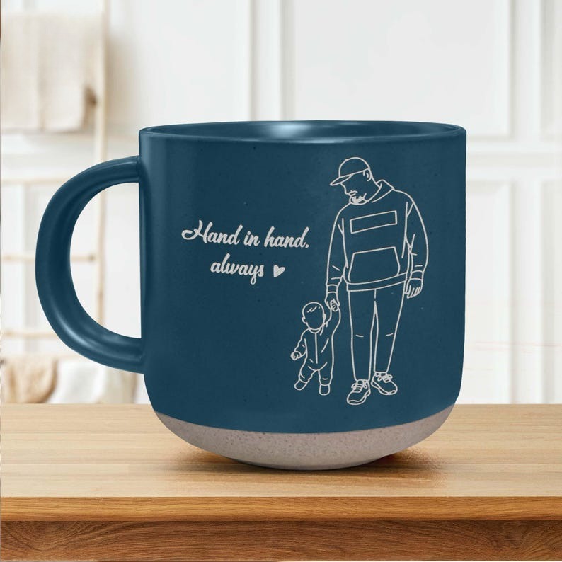 Custom Line Drawing from Photo, Engraved Pottery Mug, Couple Coffee Mug,Anniversary Gift, Birthday Gift for Boyfriend,Him, Couple Line Art