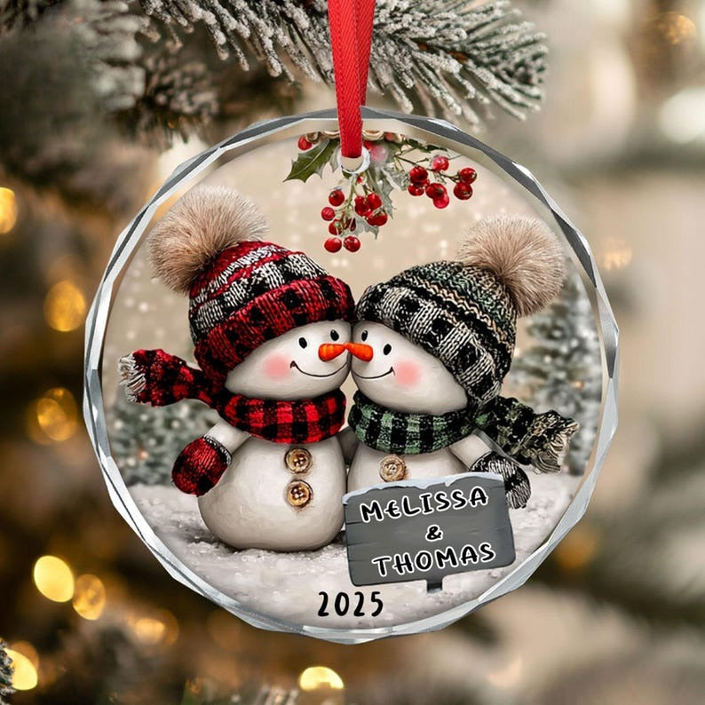 Personalized Snowman Couple Ornament, Christmas Ornament For Couple Ornament 2025, Snowman Ornament, Engagement Gift, Newlywed Wedding Gifts