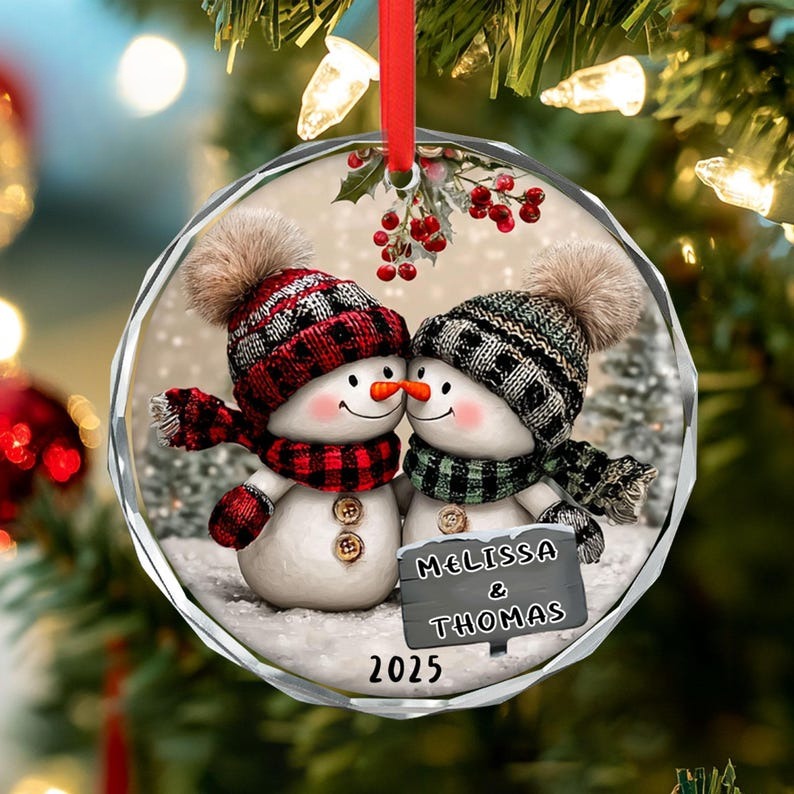 Personalized Snowman Couple Ornament, Christmas Ornament For Couple Ornament 2025, Snowman Ornament, Engagement Gift, Newlywed Wedding Gifts