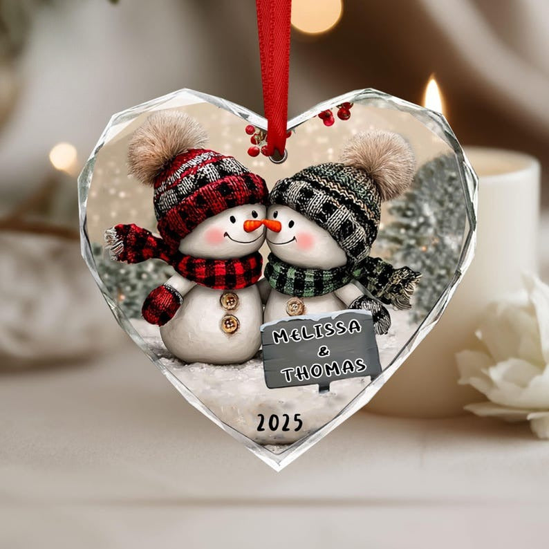 Personalized Snowman Couple Ornament, Christmas Ornament For Couple Ornament 2025, Snowman Ornament, Engagement Gift, Newlywed Wedding Gifts