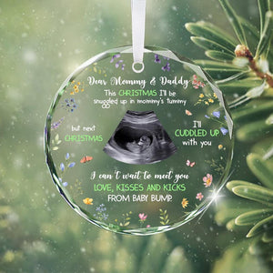 Personalized Baby Ultrasound Ornament, Custom Baby Christmas Ornament for First Dad, Expecting Parents Gift, Pregnancy Announcement