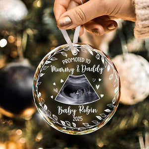 Promoted to Grandparents Glass Ornament, Pregnancy Reveal to Grandparents, New Baby Announcement, Christmas Ornament, Grandparents Gift