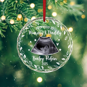 Promoted to Grandparents Glass Ornament, Pregnancy Reveal to Grandparents, New Baby Announcement, Christmas Ornament, Grandparents Gift
