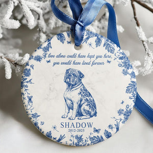 Personalized Dog Memorial Christmas Ornament, Toile De Jouy Pet Memorial Gift,Forever Loved MemorialGift for Pet Lovers,Loss of Dog Keepsake