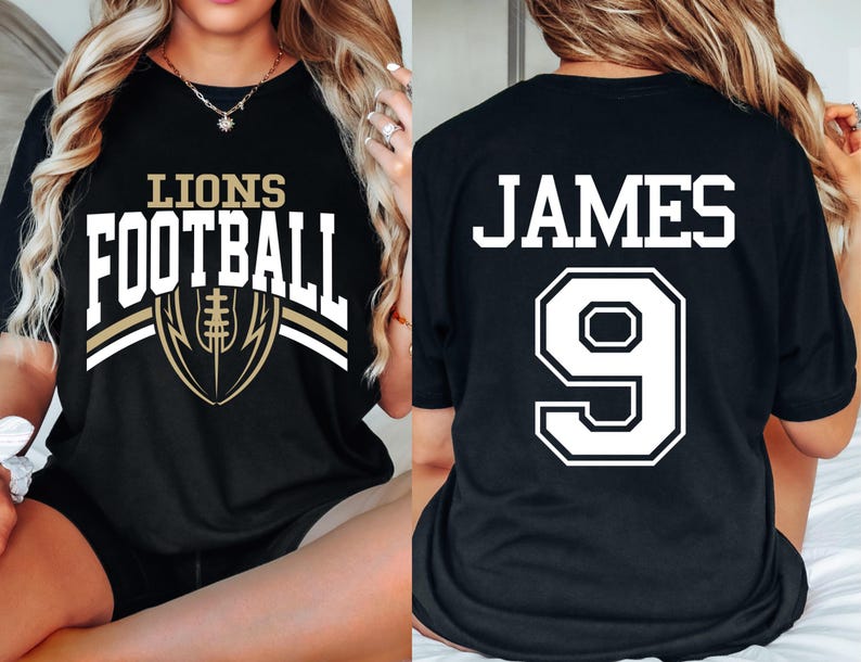 Custom Football Team Name & Number Shirt Football Mom Shirt Football Team Shirt Game Day Shirt Gift for Mom High School Football Cheer Shirt