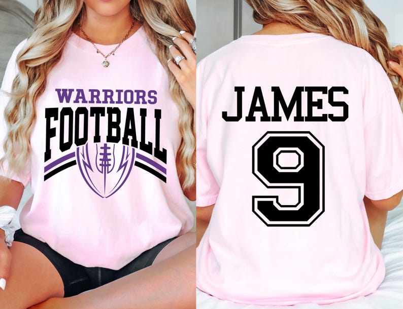 Custom Football Team Name & Number Shirt Football Mom Shirt Football Team Shirt Game Day Shirt Gift for Mom High School Football Cheer Shirt
