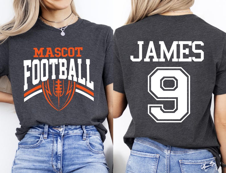 Custom Football Team Name & Number Shirt Football Mom Shirt Football Team Shirt Game Day Shirt Gift for Mom High School Football Cheer Shirt