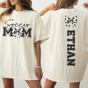 Custom Soccer Mom Shirt With Kid Name - Personalized Sport Soccer Tee