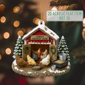 Chicken Farm Ornament, Chicken Ornament 2D Flat, Farmhouse Christmas Ornament, Farm Decor,Gift For Farmer,Chicken Lover,Custom Barn Ornament