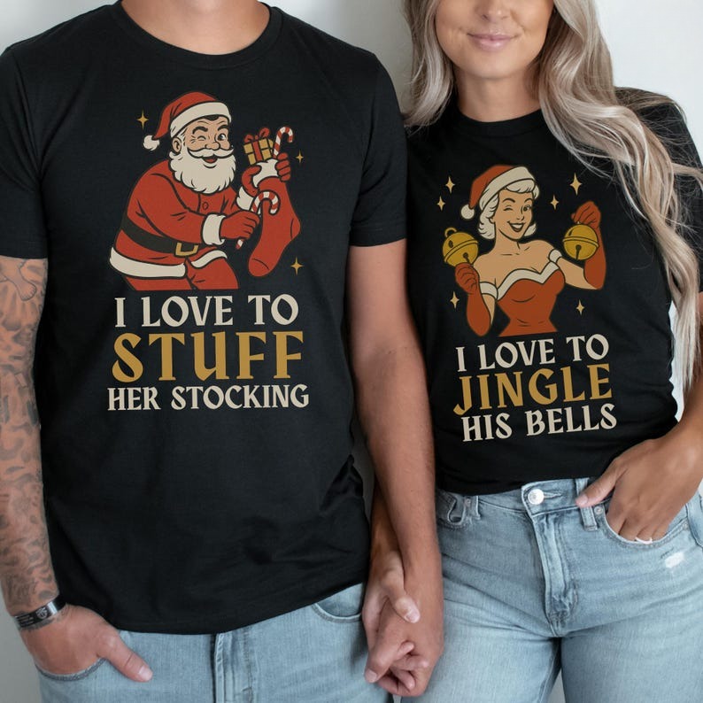 Christmas Couple Matching Shirts, Couple Christmas Shirts, Xmas Party UNISEX Shirt, Husband and Wife Shirts, Funny Couples Costume T-Shirts
