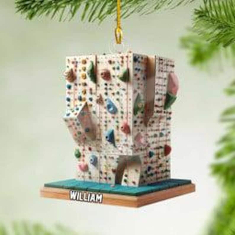 Custom Name Climbing Wall Ornament, Personalized Climbing Wall Christmas Ornament, Gift For Climbing Gym Lover, Him, Her, 2D Flat Ornament