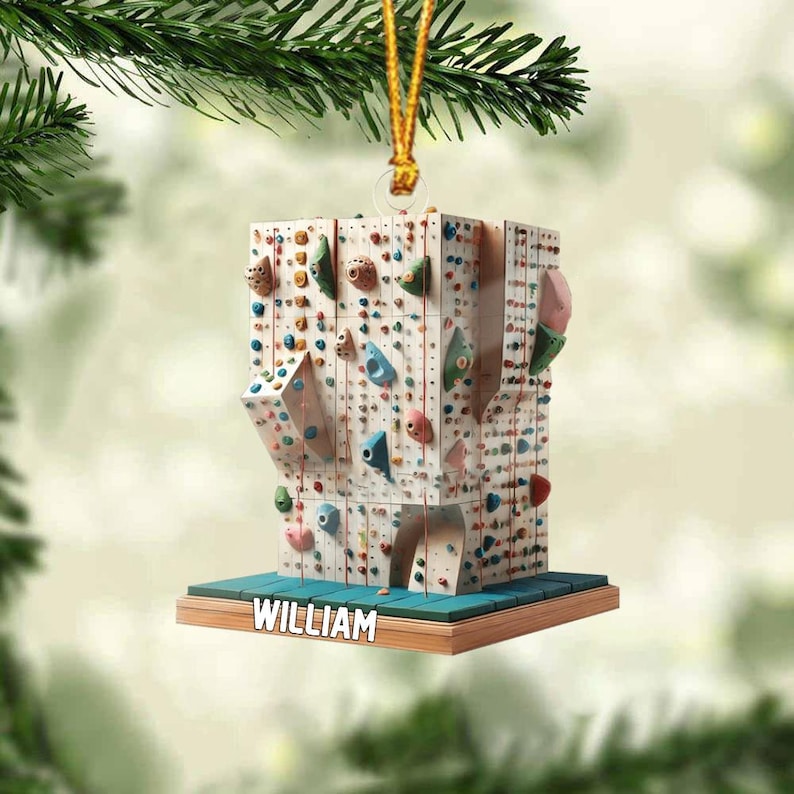 Custom Name Climbing Wall Ornament, Personalized Climbing Wall Christmas Ornament, Gift For Climbing Gym Lover, Him, Her, 2D Flat Ornament