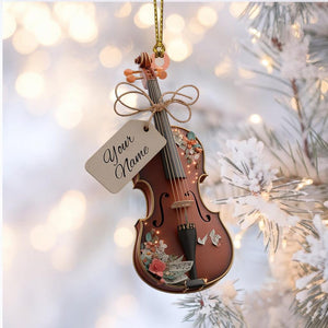 Personalized Violin Ornament with Name 2025, Custom Acrylic Christmas Music Decor, Music Lover Gift, Holiday Tree Decoration for Musicians