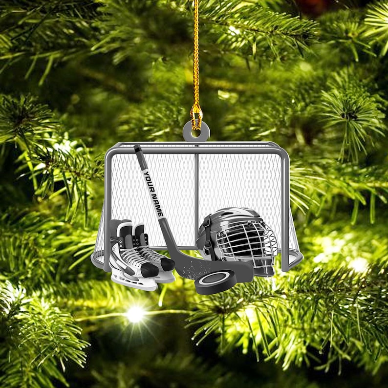 Custom Christmas Ice Hockey Ornament, Personalized Hockey Player Ornament 2025, Acrylic Hanging Decoration, Hockey Ornament for Kids