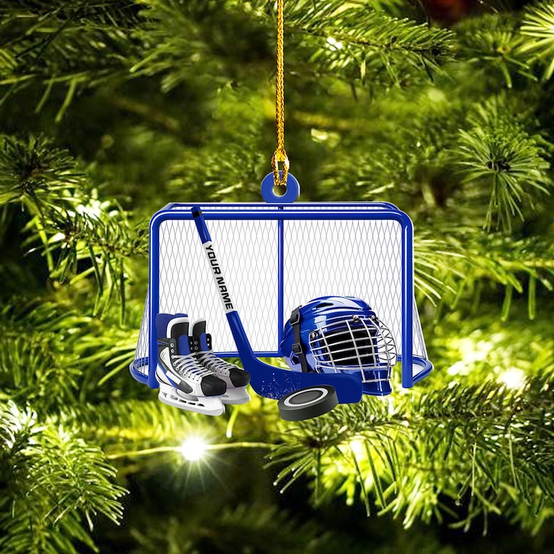 Custom Christmas Ice Hockey Ornament, Personalized Hockey Player Ornament 2025, Acrylic Hanging Decoration, Hockey Ornament for Kids